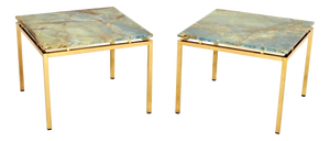 Vintage Italian Brass and Marble Side Tables, 1970s, Set of 2