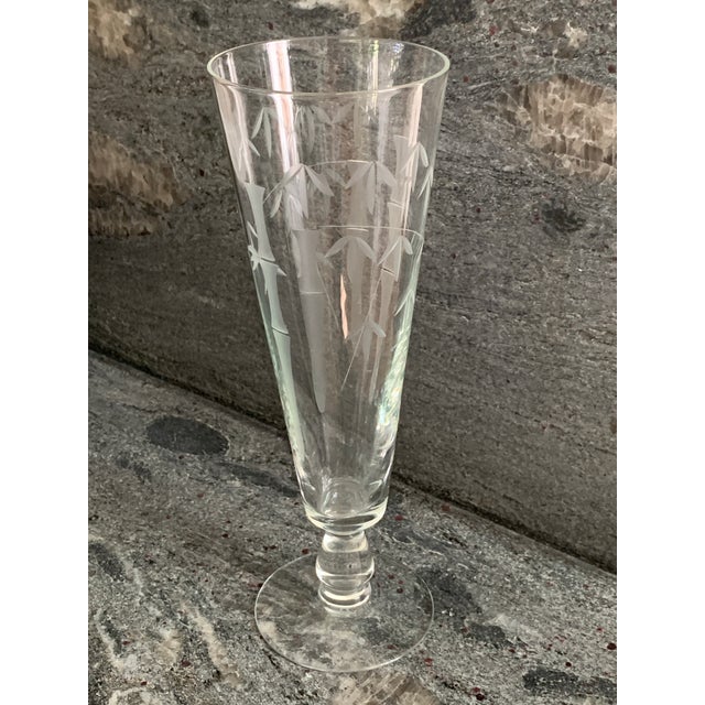 Late 20th Century Bamboo Pattern Etched Stemware - Set of Six For Sale - Image 4 of 11