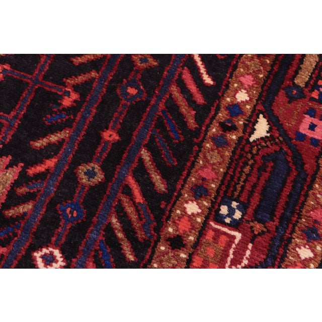 Antique Tabriz Black/Red Wool Runner Rug- 3'7'' X 10'2'' | Chairish