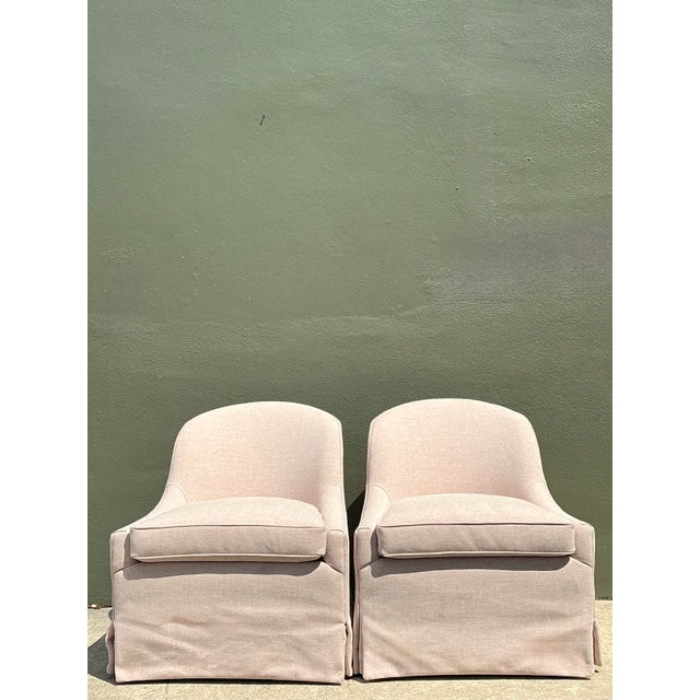 Late 20th Century Vintage Lee Industries Blush Pink Tub Chairs - Set of 2 For Sale - Image 5 of 14
