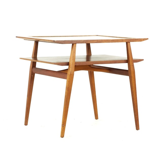 Bertha Schaefer for Singer & Sons American Mid-Century Two-Tier Walnut and Laminate Side End Tables - Pair For Sale In Chicago - Image 6 of 12