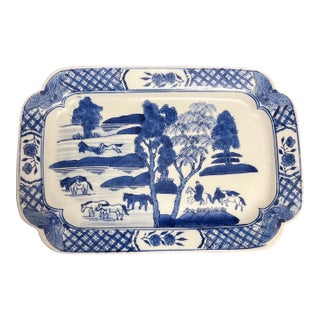 1970s Blue and White Chinoiserie Decorative Plate For Sale