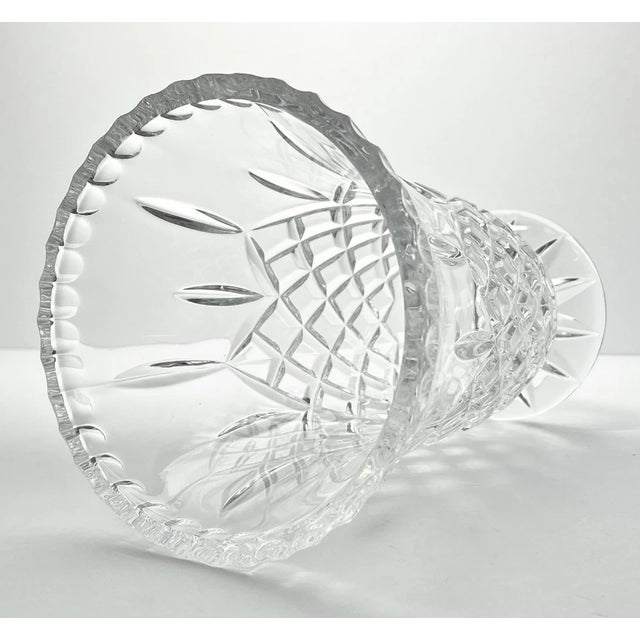 1980s Vintage Large Heavy Crystal Footed Presentation Vase For Sale - Image 4 of 10