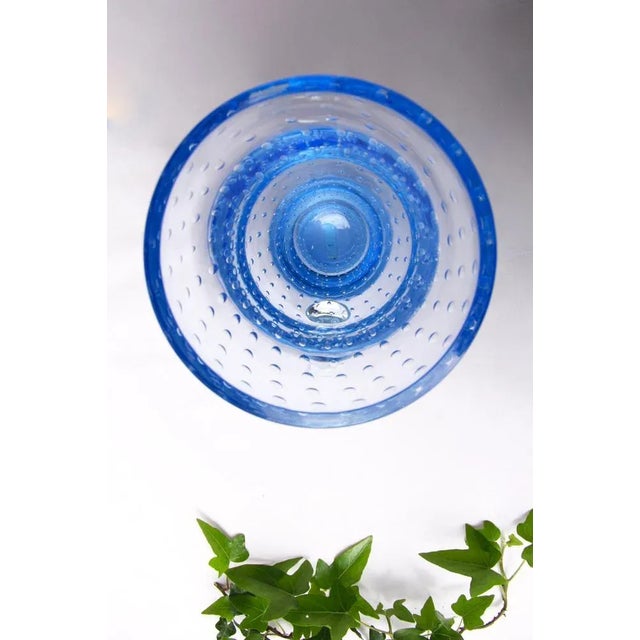 1970s Vintage Murano Glass BolleBlu Vase with Bubbles, Italy, 1970s For Sale - Image 5 of 7