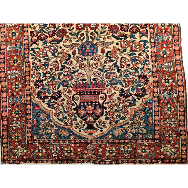 Antique Persian Bakhtiari Bibibaft Rug, Hand-Knotted Wool, The Tree of Life Pattern, Tan & Red, 5x7 For Sale - Image 16 of 18