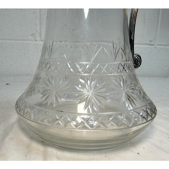 Antique 1800's Ornate Silverplate Etched Crystal Glass Wine Claret Decanter WMF For Sale - Image 4 of 16