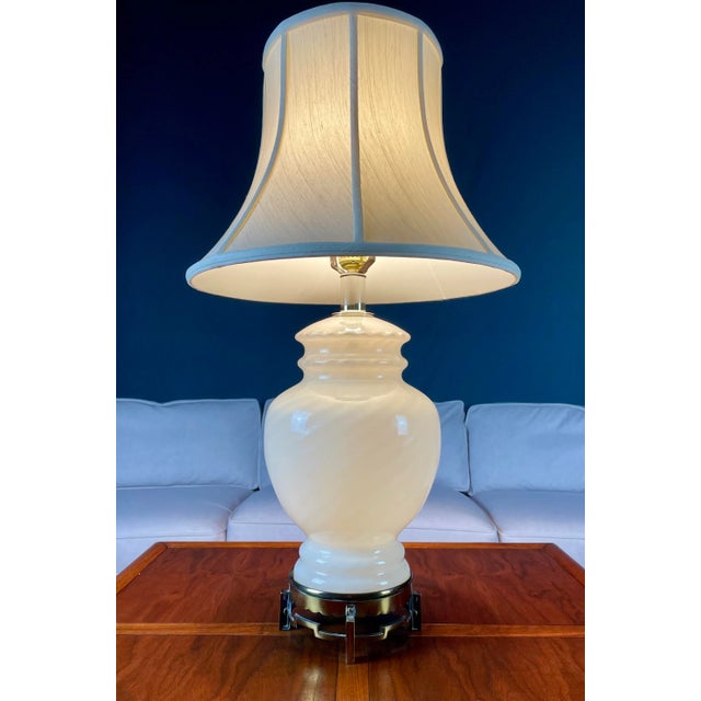 1970s Glass and Brass Chinoiserie Table Lamp For Sale - Image 4 of 13