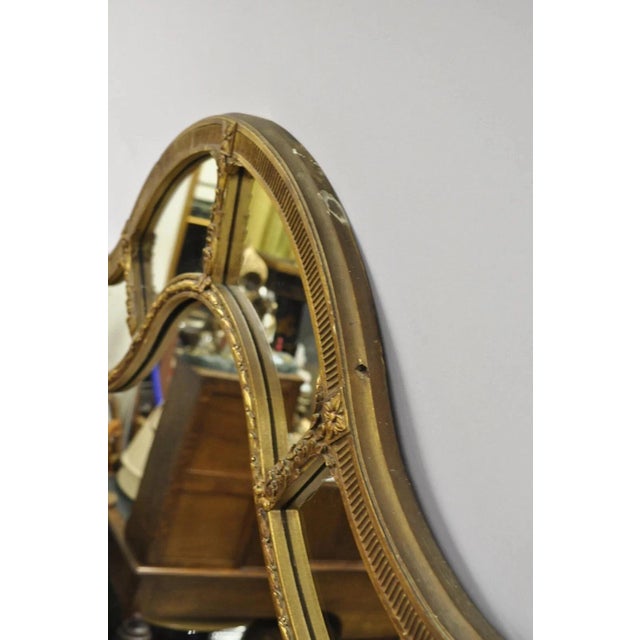 Glass Antique French Neoclassical Gold Figural Gesso Large Trumeau Floor Mirror For Sale - Image 7 of 12