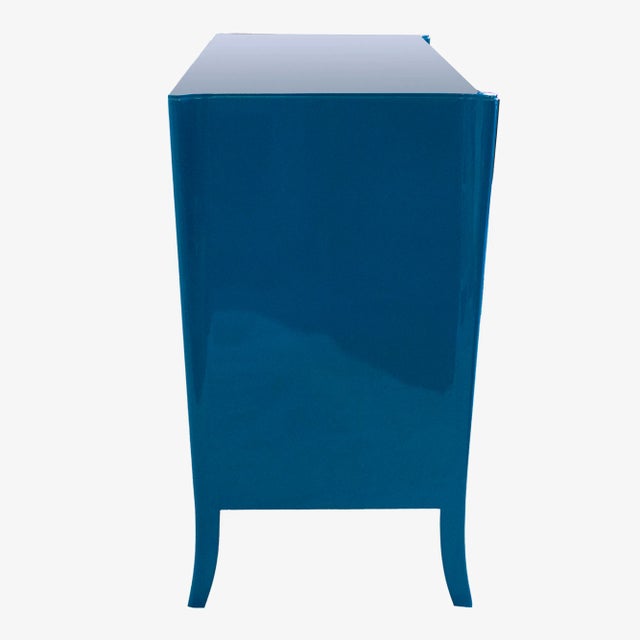 Mid-Century Modern Very Rare Cal-Mode Dresser by Brown Saltman Lacquered in Laguna Blue For Sale - Image 3 of 8