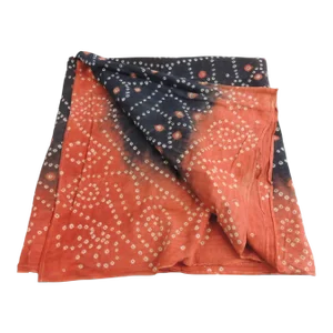 Orange & Black Tie-Dye Asian Fabric Panel or Cloth