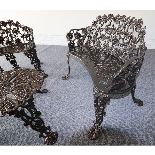 Circa 1950s — By J. F. Day & Co. Cast Iron Grapevine Garden Suite, 5 Pieces, Attributed For Sale - Image 4 of 13