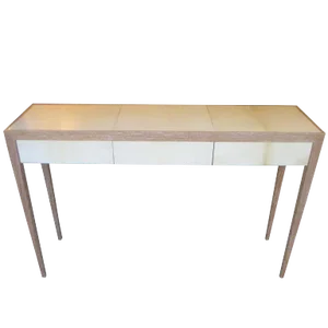 Bespoke Cerused Oak and Parchment Console Table With Three Drawers
