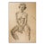 Vintage Mid Century Charcoal Seated Female Figure Drawing For Sale