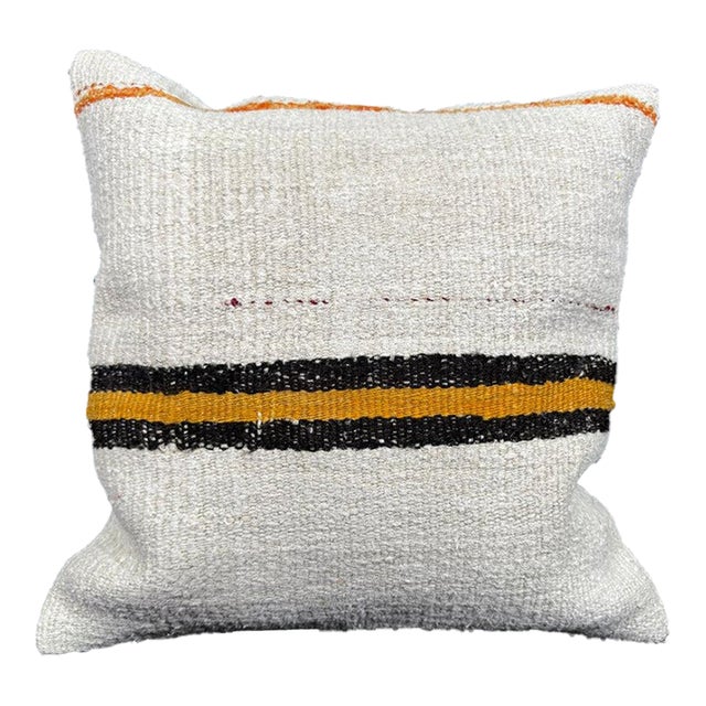 Turkish Hemp Pillow Cushion Natural Beige Orange Cushion Cover 20x20 For Sale