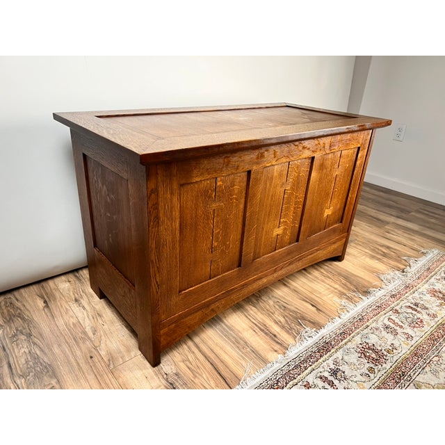 Arts & Crafts Vintage Stickley Harvey Ellis Millennium Edition Oak Blanket Chest For Sale - Image 3 of 10