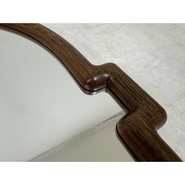 Brown Oval Shaped Mirror in Wenge by Robert Ingham For Sale - Image 8 of 9