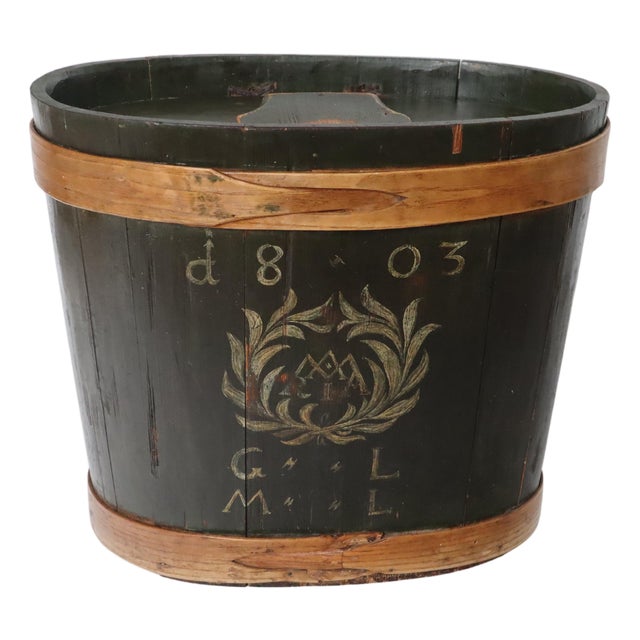 Hand-Painted Wooden Satchel Box, Germany, 1803 For Sale