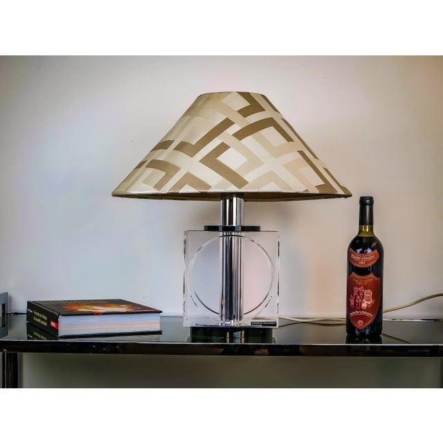 Table lamp in acrylic signed by the Italian designer Felice Antonio Botta, Firenze, Italy, circa 1970. Original label...