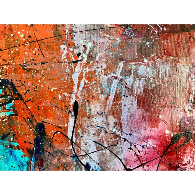 Abstract Painting on Canvas "Beauty Walks the Razor's Edge" Signed Arlene Carr For Sale - Image 4 of 6