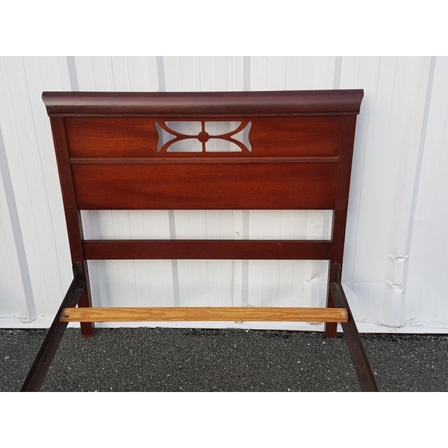 Traditional Mid 20th Century Vintage Twin Size Sleigh Mahogany Beds, Pair For Sale - Image 3 of 11