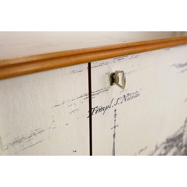 Black Vintage Cabinet with Illustrations, 1940s For Sale - Image 8 of 10