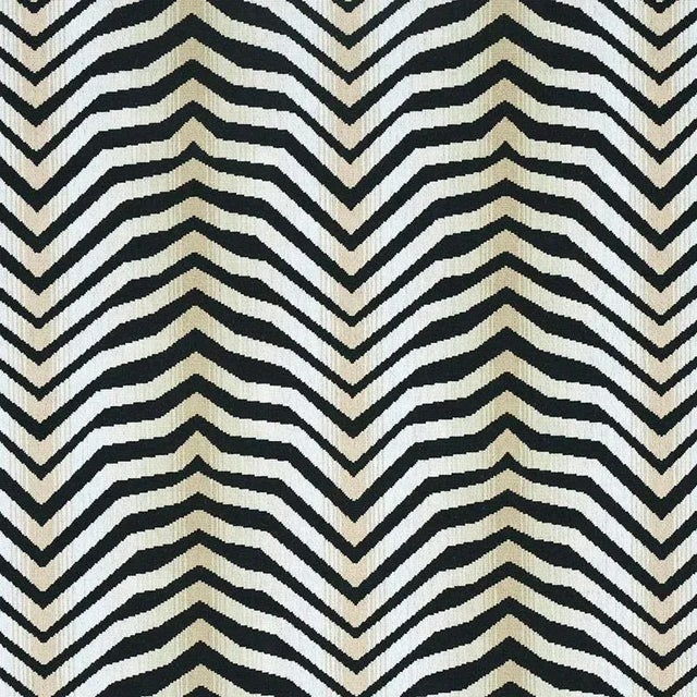 Sample - Schumacher X Neisha Crosland Arcure Epingle Fabric in Zebra Black For Sale