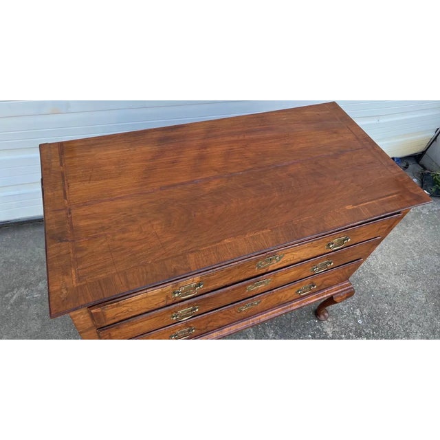 19th Century 18th Century Queen Anne Crossbanded Walnut Chest on Frame For Sale - Image 5 of 8