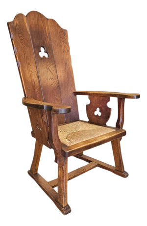 Monastery High Back Rush Seat Armchair, 1950s