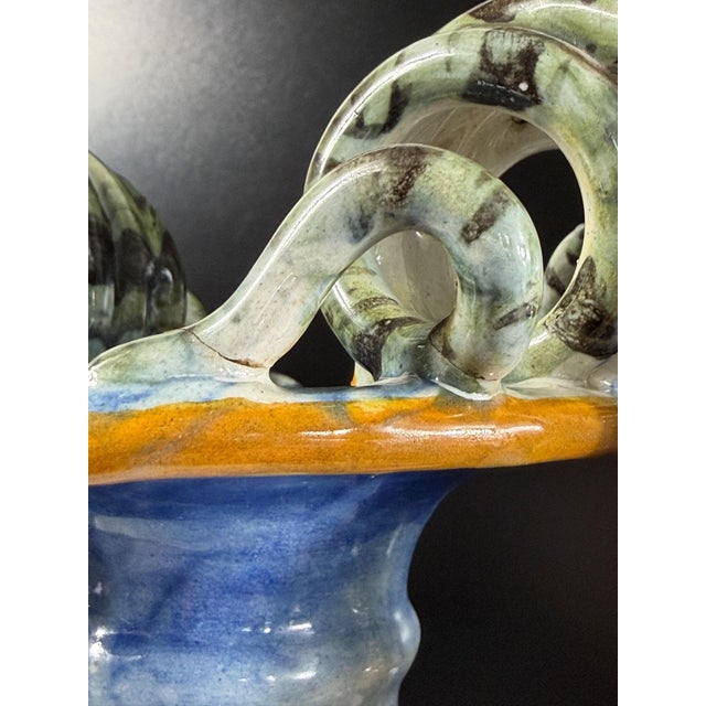 Vintage Italian Hand-Painted Majolica Mythological Vases, 1800s, Set of 2 For Sale - Image 18 of 18