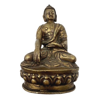 Ancient Bronze Statue of the Seated Buddha, 1940s For Sale