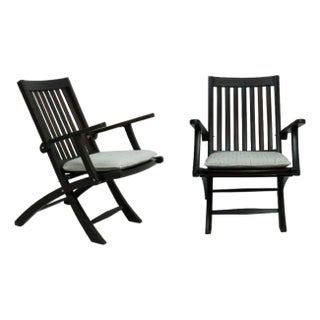 1930s Pair of Folding Rosewood Ship's Steamer Chairs For Sale