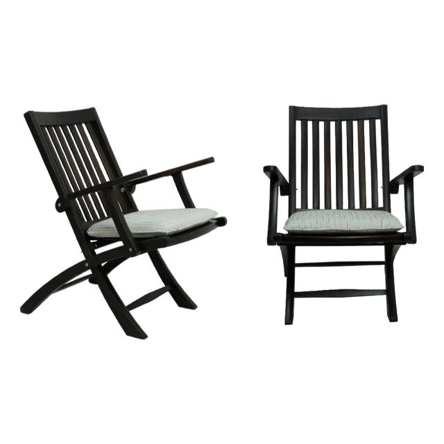 1930s Pair of Folding Rosewood Ship's Steamer Chairs For Sale