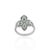 Contemporary 925 Sterling Silver Floral Clover Cocktail Emerald & Diamond Ring, Size 6.5 For Sale - Image 3 of 12