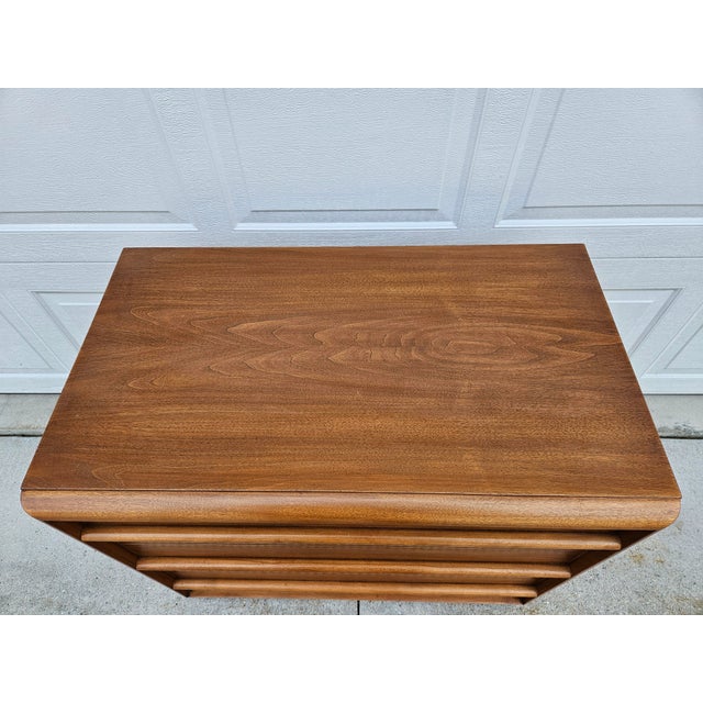 Mid 20th Century Robsjohn-Gibbings Widdicomb Walnut Three Drawer Chest Dresser For Sale - Image 5 of 12