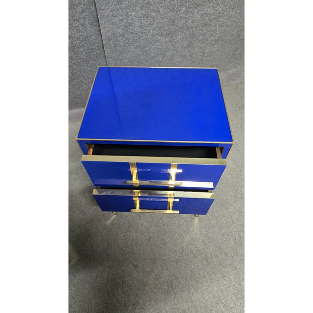 Not Yet Made - Made To Order Pair of Blue Glass Bedside Tables Made in Italy Justfurnituress Designer For Sale - Image 5 of 12