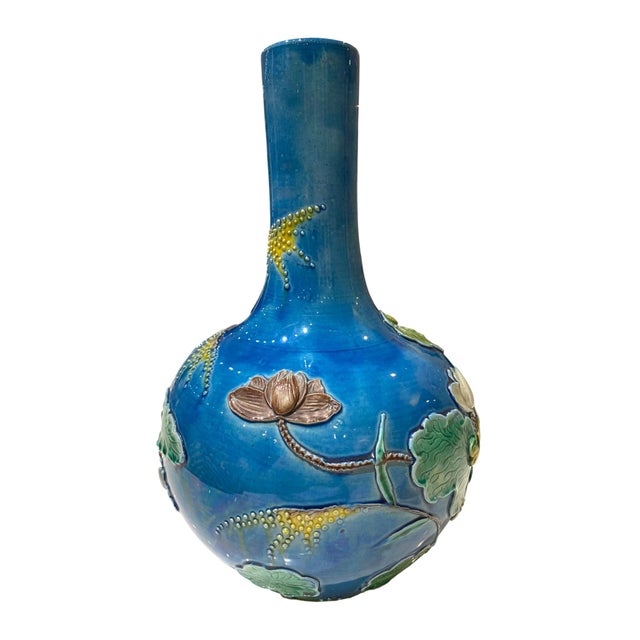 Early 20th Century Early 20th Century Chinese Republic Period Wang Bingrong-Marked Stick Vase With Egret & Water Lily Motif For Sale - Image 5 of 16
