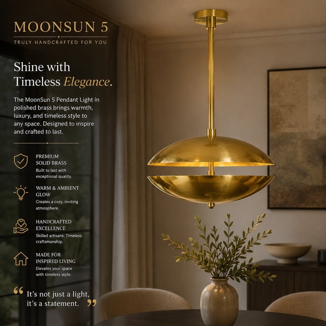 Elevate your dining space with this stunning Dual Brass Disc Chandelier, a perfect blend of mid-century modern style and...