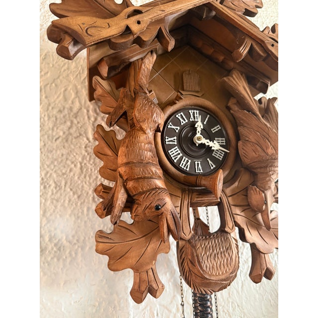 1980s German Hand Carved Hunter's Trophy Cuckoo Clock in the Black Forest Style For Sale - Image 9 of 9