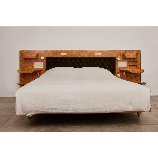 Bed by Gio Ponti, executed by Giordano Chiesa, c.1950s, Italy. This one of a kind piece was commissioned by the Ceccato...