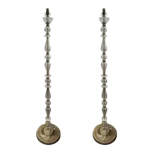 Pair of French Glass and Brass Floor Lamps
