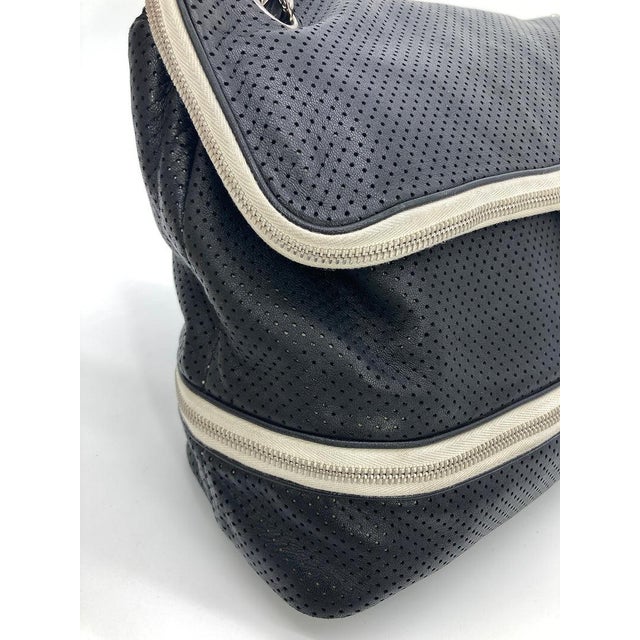 Chanel Black Perforated Leather Expandable Classic Flap Shoulder Bag For Sale - Image 10 of 11