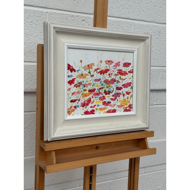 Textile Colourful Abstract Flowers on White Background by Contemporary British Artist 2021 For Sale - Image 7 of 14
