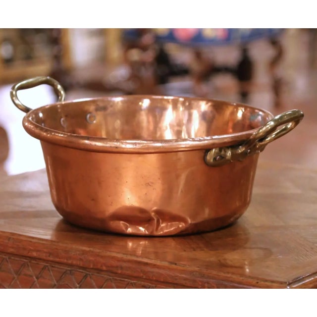 Bring a touch of authentic French countryside charm to your kitchen with this large 19th-century copper marmalade bowl....