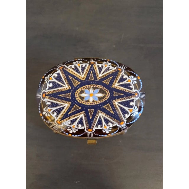 19th Century Bohemian Moser Enameled Amber Art Glass Jewel Casket For Sale In Dallas - Image 6 of 11