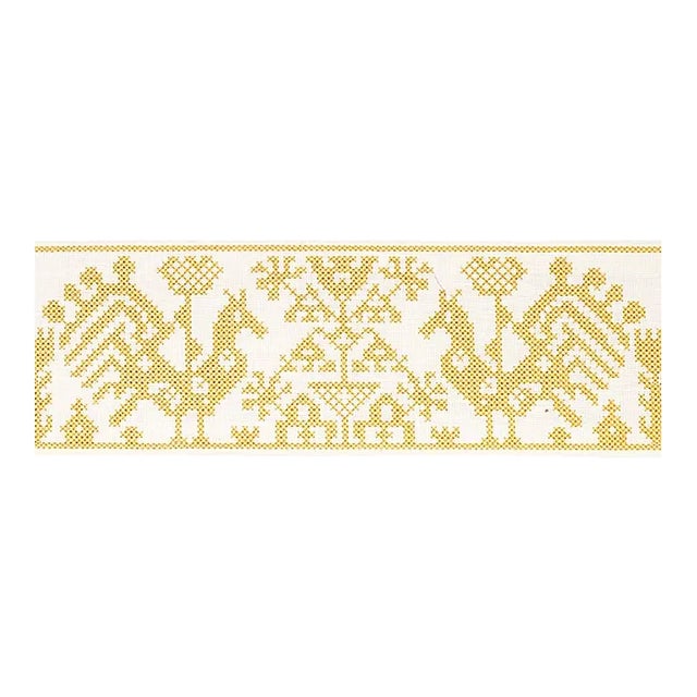 Sample - Schumacher Tarpan Embroidered Tape in Yellow For Sale
