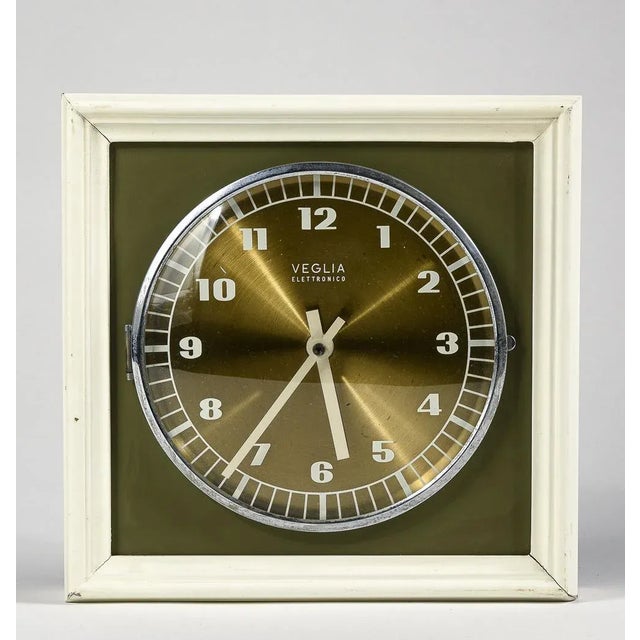 Vintage Green and Gold Watch Clock, 1970s For Sale - Image 9 of 9