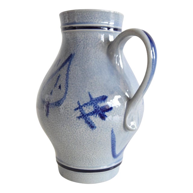 Vintage Earthenware Jug with Blue Salt Glaze/Marzi & Remi, 1960s For Sale