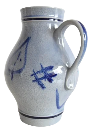 Vintage Earthenware Jug with Blue Salt Glaze/Marzi & Remi, 1960s
