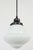 Traditional 1920s Schoolhouse White Milk Glass Black Wire Pendant Light For Sale - Image 3 of 11