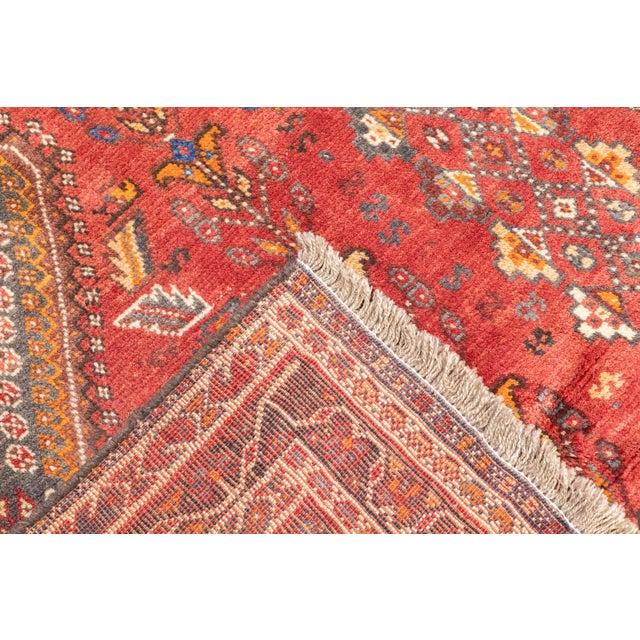 Brick Red Semi-Antique Hand-Knotted Persian Qashqai Rug 5'8" X 8'4" For Sale - Image 8 of 17